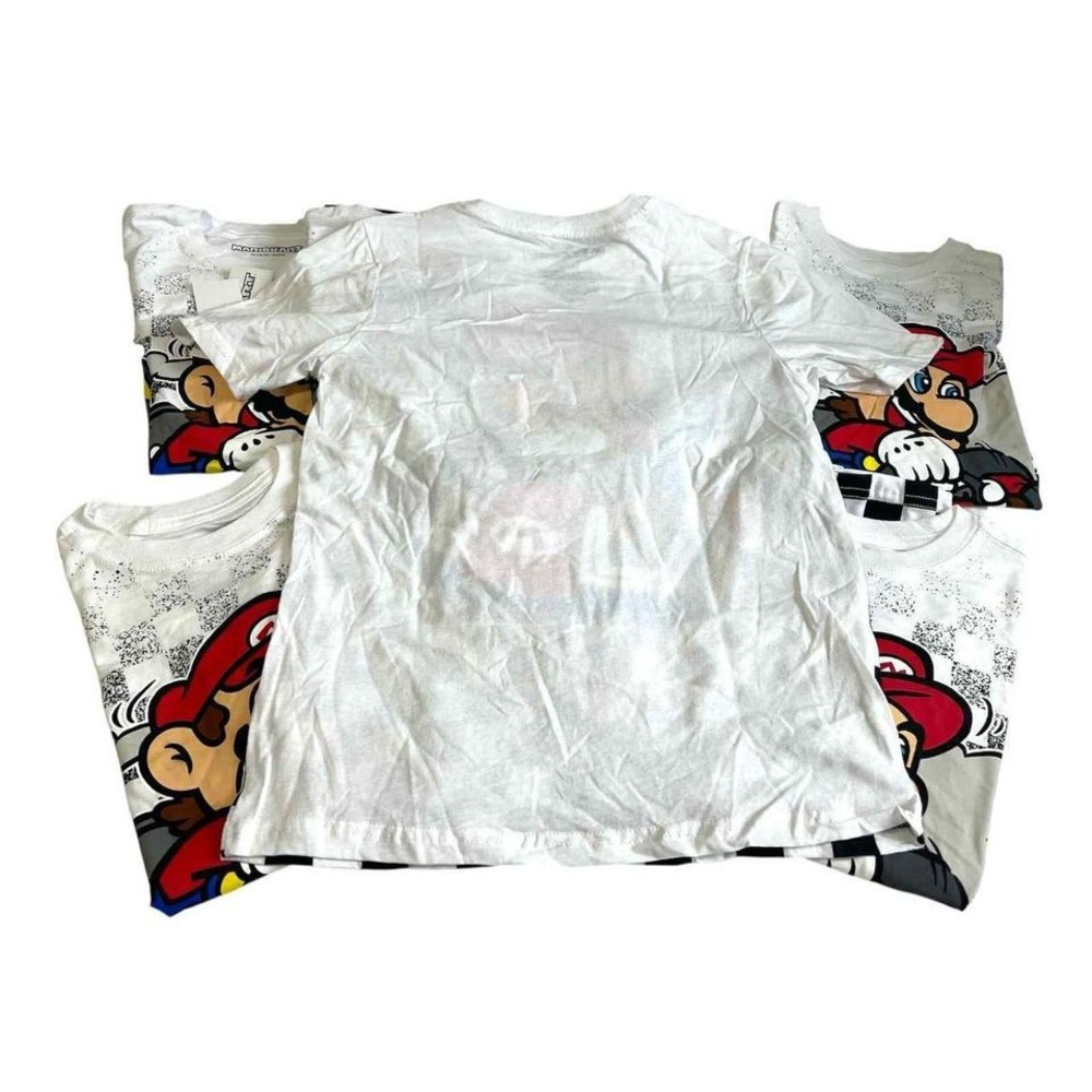 Lot of 5 - Brand New with Tag On Kids Retro Mario Kart white and red cotton - Picture 2 of 4